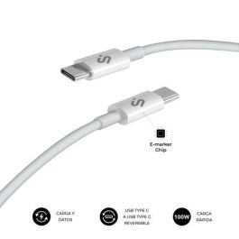 Subblim Cable USB-C a USB-C Cable Plus 100W Carga Rápida y Transferencia 480Mbps 2m Blanco