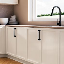 Emuca Lote de 5 tiradores para mueble Paiporta, L192mm, intereje 160mm, Zamak, Pintado negro