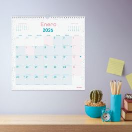 Finocam Calendario de Pared para Escribir 30x30 cm MV Chic Turquesa 2026 - Con espacio diario y festivos internacionales