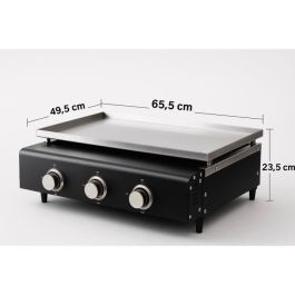 Cookingbox 9760182 Plancha de Gas CUENCA 3 Quemadores con Tapa 65x50x23 cm Negra