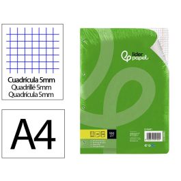 Recambio Liderpapel A4 100 Hojas 100 gr-M2 Cuadro 5 mm Con Doble Margen 4 Taladros