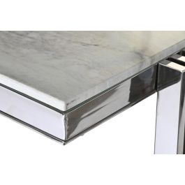 DKD Home Decor Mesa Comedor Moderna Plateado Blanco, Fabricada en Acero y Cristal, 180 cm Ancho, 90 cm Largo, 76 cm Alto