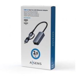 Aisens Conversor Usb3.2 gren1 Usb-A+Usb-C A Ethernet 2.5 gr 10-100-1000-2500 Mbps, Gris, 15 cm Aisens Conversor Usb3.2 gren1 Usb-A+Usb-C A Ethernet 2.5 gr 10-100-1000-2500 Mbps, Gris, 15 cm
