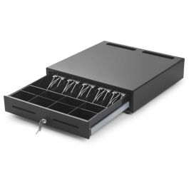 Capture Cajón de Efectivo 460mm Negro con Clips Metálicos, Ranuras para Cheques y Microinterruptor 12/24V