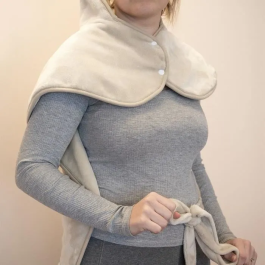 Livoo DOS218C Almohadilla Térmica para Espalda y Cuello - 100 W, 60 x 90 cm Franela, Lavable a 30°, 50-65°, Crema