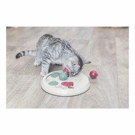 Trixie Activity Flip Board para Gatos - Juego de Inteligencia y Dispensador de Premios, Ø 23 cm, Gris claro y Rosa