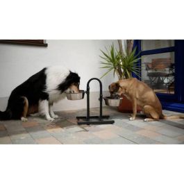 Kerbl Comedero Doble Elevado para Perros con 2 Cuencos de Acero Inoxidable de 2800 ml y Marco de PVC, Altura 52 cm