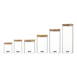Quttin Tarro Borosilicato 6.5 cm x 11 cm con Tapa de Bambú (24 Unidades)