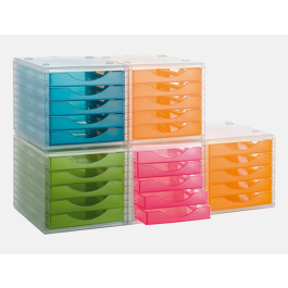 Archivo 2000 Fichero Cajones Sobremesa 5 Cajones Naranja Mandarina Translucido 340x270x260 mm