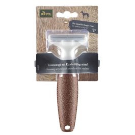 Hunter Peine Rastrillo-Cuchilla Acero Inoxidable M Marrón para Eliminar Pelo Suelto Perros y Caballos, Agarre Ergonómico