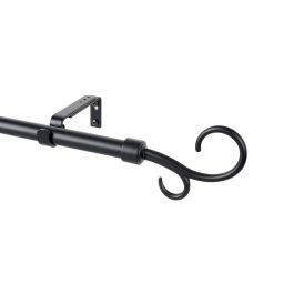 Cintacor Kit Barra Cortina Doble Báculo Metal Negro 19mm Extensible 160-300cm