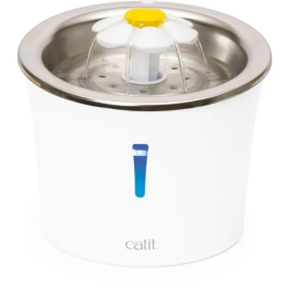 Cat It Fuente de Agua para Gatos Flower - 3 L - Tapa de Acero Inoxidable - Blanca - CAT43725