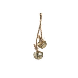 DKD Home Decor Decoración Colgante Navidad Fantasía Rosa Palo Dorado Metal 1x32x11 cm 12 Unidades Surtido Aleatorio