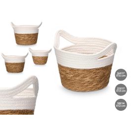 Giftdecor Set 3 Cestos Redondos de Papel y Fibra Natural con Asas, 16 cm de Alto, Color Blanco/Natural (8 Unidades) Precio: 50.88999971. SKU: B1JQJZR4A8