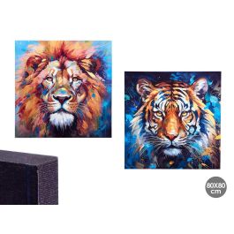 Giftdecor Lienzo León Tigre Surtido 2, 80x80 cm, Tela y Madera de Abeto Chino, Multicolor, Acabado Brillo, Hecho a Mano (4 Unidades) Precio: 98.50000039. SKU: B1E9GDBZ8S