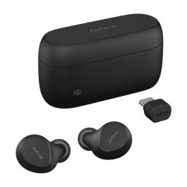 Jabra Evolve2 Buds USB-C MS True Wireless Auriculares con Micrófono Negro para Llamadas/Música, Carga Inalámbrica, Cancelación Ruido