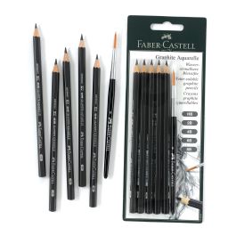 FABER-CASTELL BK Lápices Acuarelables Graphite Aquarelle Negro Dureza Múltiple Mina Resistente a la Rotura Pack de 6