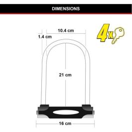 Candado para bicicleta en U - MASTER LOCK - 8279EURDPRO - Acero cementado, llave, certificado