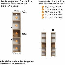 Trendteam TRE1699334011565 Armario alto con dos puertas Serie Touch Blanco/Marrón 36 cm de largo