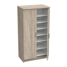 ZAPATAS Zapatero de estilo moderno en roble cepillado y blanco perla - L 54,6 cm ZAPATAS Zapatero de estilo moderno en roble cepillado y blanco perla - L 54,6 cm