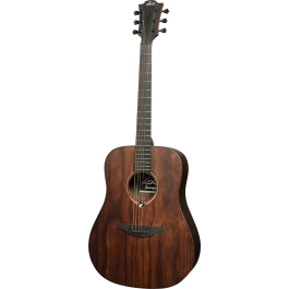 LAG Guitarra Acústica Dreadnought Sauvage - Tapa Sólida Brankowood, Fondo y Aros Eucalipto Ahumado, Acabado Satinado