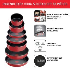 Tefal Ingenio L1529402 Batería de cocina? 10 piezas, excepto inducción, no pisos, hechas en Francia fácil cocinar n limpio