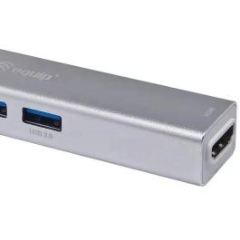 EQUIP Adaptador USB-C a HDMI, 2xUSB 3.0, Lector Tarjetas SD, 4K30Hz, Negro
