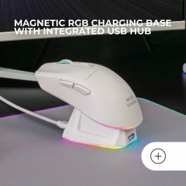 Mars Gaming MM-T3 Ratón Inalámbrico Tri-Mode RGB 14400 DPI Ultraligero 67g con Base Magnética Blanco