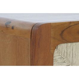 DKD Home Decor Mesita de Noche Item Home Acacia Ratan Marron Oscuro Natural 40 x 50 x 50 cm