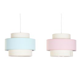 DKD Home Decor Lámpara de Techo Urban, Verde Jade y Rosa Palo, de Tela Poliéster, Compatible Bombilla E27 50W, 40x40x30 cm, Pack de 2