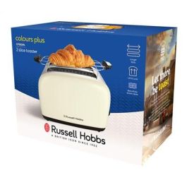 Russell Hobbs 26551-56 Tostador Colours Plus Crema con Ranuras Anchas, Función Levantar y Ver y Calientapanecillos
