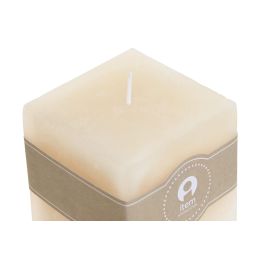 DKD Home Decor Vela Cuadrada de Cera Crema 7x7x7 cm, 300 gr, 38h, Pack de 12 Unidades