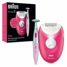 Braun 3-202 Depiladora Eléctrica Silk-épil 3 con 20 Pinzas, Recortadora y Función de Masaje, Color Fruta del Bosque