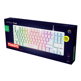 Trust Gaming 24739 Teclado Gaming GXT 833W Thado TKL Blanco Metálico Retroiluminado LED USB Anti-Ghosting Sostenible
