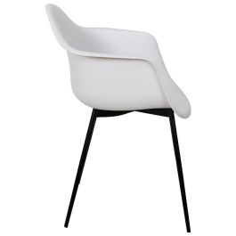 Home Deco Factory Silla Butaca Gustav Essentiel Blanca, Asiento Polipropileno Patas Hierro Negro, Estilo Escandinavo, 62x59xh85cm
