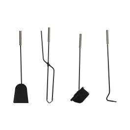 DKD Home Decor Chimenea Alpino Decoración Hogar, Set de 4 Piezas, Acero Inoxidable Negro, 2 x 51 x 11 cm