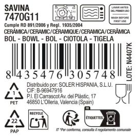 La Mediterranea Bol 730Ml Ø15 cm x 7.5 cm "Savina" Md (12 Unidades)