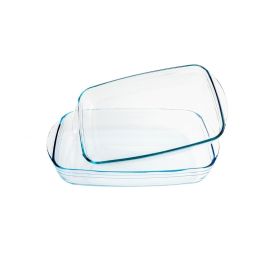 Pyrex Fuente Horno Rectangular Classic Vidrio Borosilicato 35x24x8 cm - Apta Horno, Microondas, Congelador y Lavavajillas - 2 Piezas