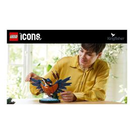 Lego 10331 Icons Kingfisher (Kungsfiskare) Fauna 2024 V29 - Set de construcción de kungsfiskare para adultos con soporte de exhibición
