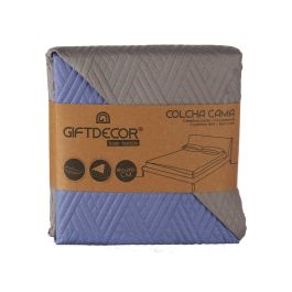 Colcha Cama Reversible 180X260 Gris Oscuro Y Azul Giftdecor (6 Unidades) Colcha Cama Reversible 180X260 Gris Oscuro Y Azul Giftdecor (6 Unidades)