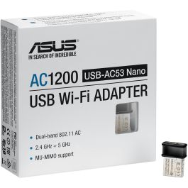 Asus 90IG03P0-BM0R10 Adaptador USB WiFi USB-AC53 Nano AC1200 Dual-Band 802.11ac MU-MIMO Ultra Pequeño para Gaming y Streaming