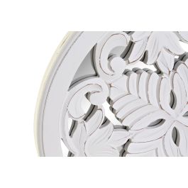 DKD Home Decor Decoración Pared Romántica con Flores, Espejo MDF, Blanca, 40x40x1.5 cm (4 Unidades)