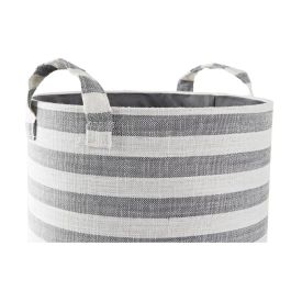 DKD Home Decor Cestas de Algodón Gris y Blanco con Rayas, Set de 3 - 35x35x40 cm DKD Home Decor Cestas de Algodón Gris y Blanco con Rayas, Set de 3 - 35x35x40 cm
