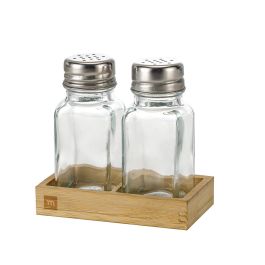 La Mediterran Set de 2 Salero y Pimentero con Base de Bambú (24 Unidades)