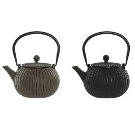 Tetera Oriental DKD Home Decor Beige Negro 14.7 x 21.5 x 18.5 cm (2 Unidades)
