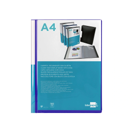 Liderpapel Carpeta Personaliza 37862 A4 Azul con 100 Fundas de Polipropileno y Cajetín