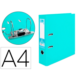 Liderpapel Archivador de Palanca Documenta A4 PVC con Rado, Compresor Metálico y Lomo de 75 mm, Verde Claro