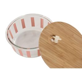 DKD Home Decor Recipiente Moderno de Cristal Borosilicato Verde Amarillo Coral Rayas 17.3x7x17.3cm 900ml Apto Lavavajillas