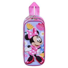Disney Minnie Mouse Estuche Portatodo 3D Doble Spring con Relieve y Doble Compartimento, Lila