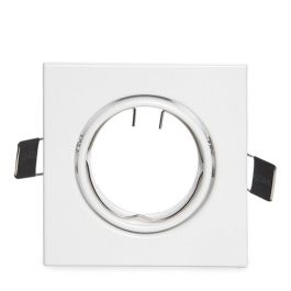 Aro Foco Downlight Basculante Cuadrado Aluminio Blanco 83/83Mm